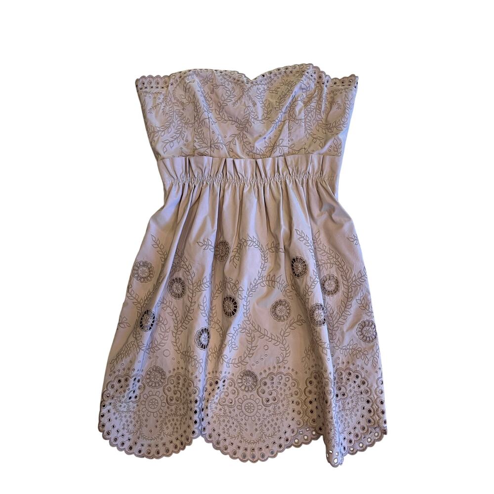BCBG Max Azria Size 6 Mauve Rose Eyelet Embroidered Strapless Dress NWT